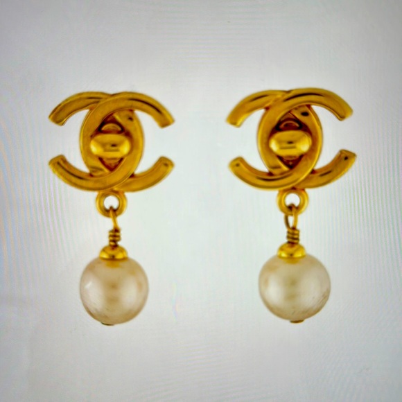 Vintage Faux Pearl CC Clip-on Earrings